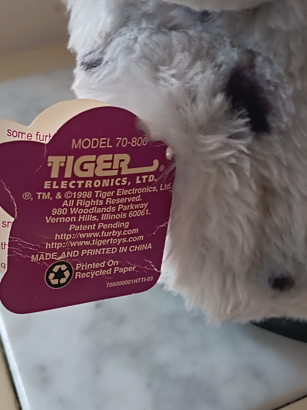 Vintage 1998 Furby Tiger Electronics Gen 1 Leopard Grey Pink BROWN EYE For Parts - Picture 5 of 8